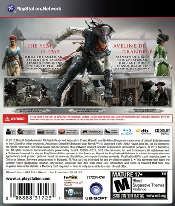 Assassin's Creed - Liberation HD (USA) (Theme) box cover back